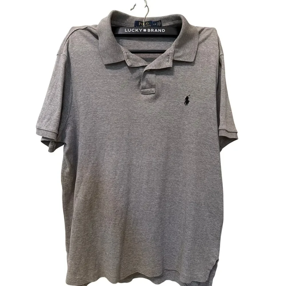 Polo Ralph Lauren Men's Polo Shirt Size Large Gray Cotton Shirt Golf Preppy